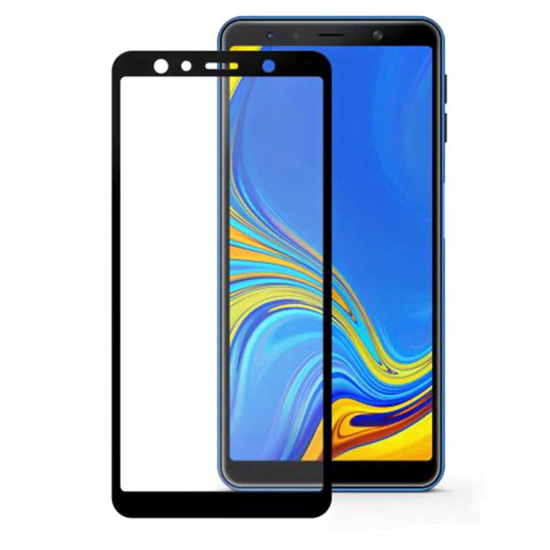 Защитное стекло 3D для Samsung Galaxy A7 (2018) A750 (черный)-0